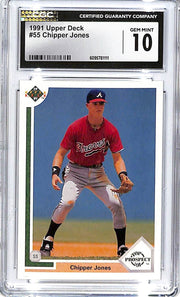 1991 Upper Deck Chipper Jones Rookie RC Top Prospect CGC 10 #55 Braves