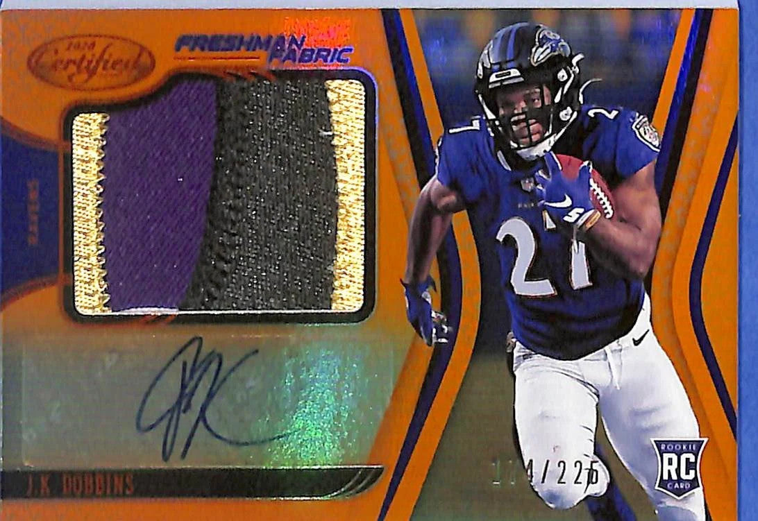 2020 Certified JK Dobbins Auto Autograph Rookie RC Patch Orange /225 Ravens