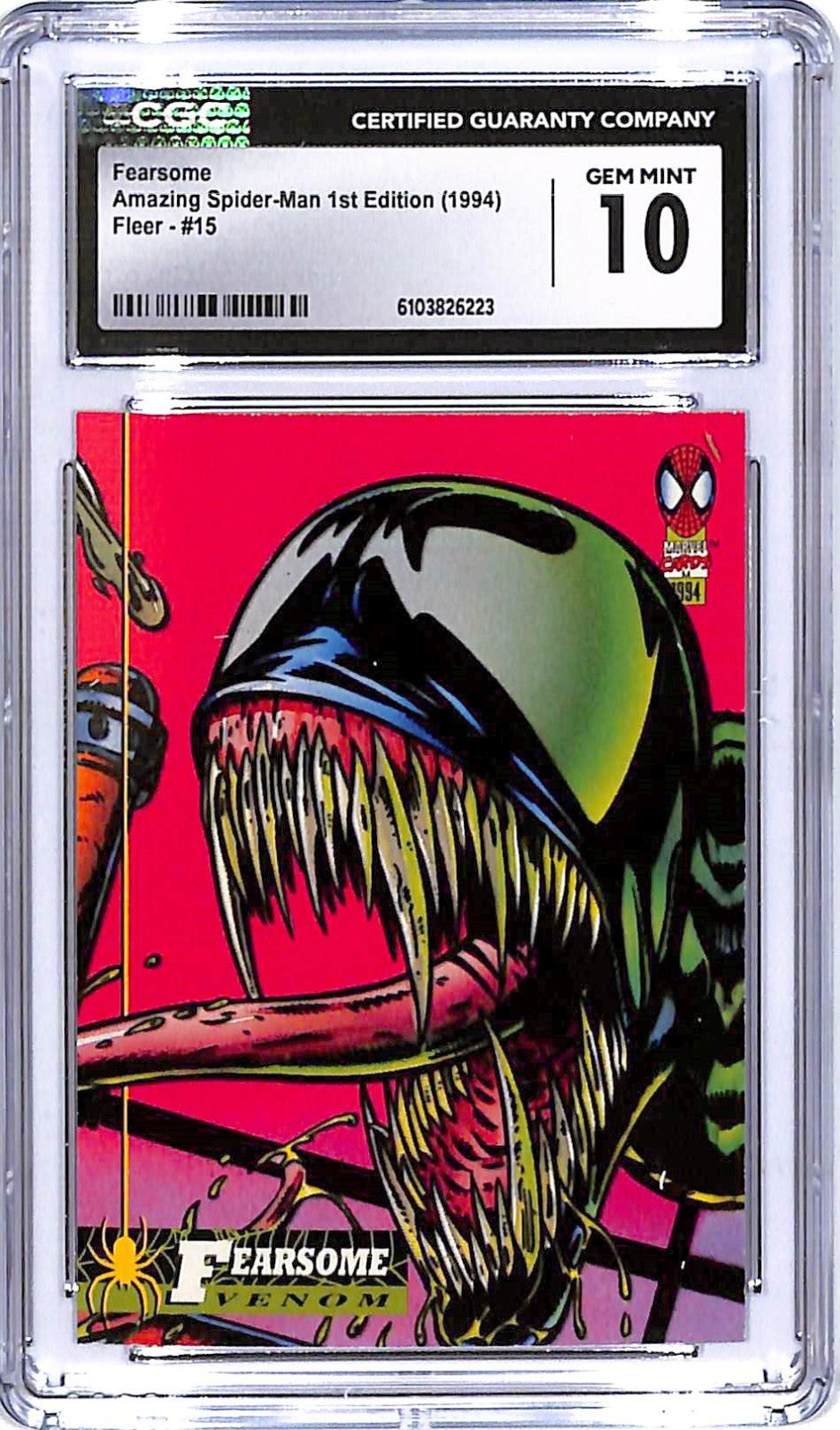 1994 Fleer Amazing Spider-Man 1st Edition Fearsome Venom #15 CGC 10