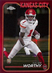 2024 Topps Chrome Xavier Worthy Rookie RC Red Refractor /5 Chiefs