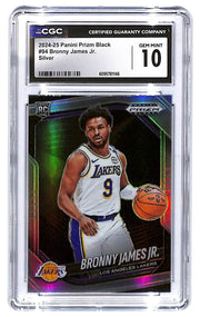 2024-25 Bronny James Panini Prizm Black Silver Prizm- #94 (RC) CGC Gem Mint 10