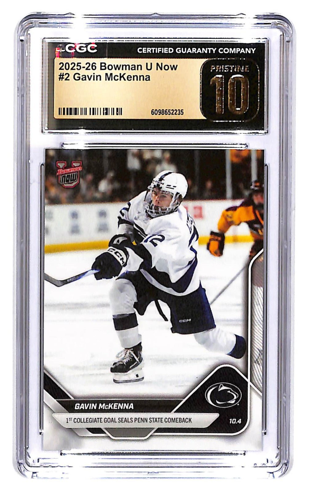 2025-26 Gavin McKenna Bowman U Now - 1st Collegiate goal #2 CGC Pristine 10