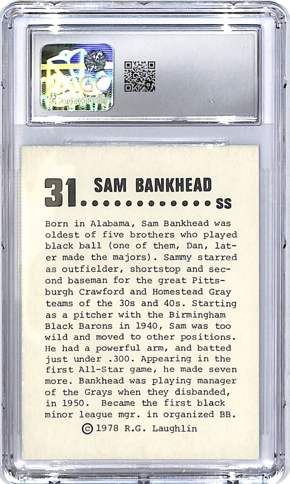 1978 Laughlin Long Ago Black Stars CGC 6.5 Sam Bankhead #31