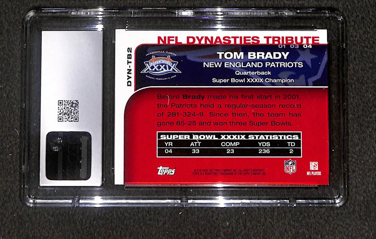 2008 Topps - NFL Dynasties Tribute Tom Brady #DYN-TB2 CGC 10 Gem Mint Patriots