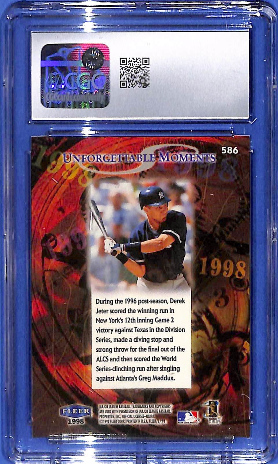 1998 Fleer Tradition - Derek Jeter #586 CGC 10 Gem Mint HOF New York Yankees
