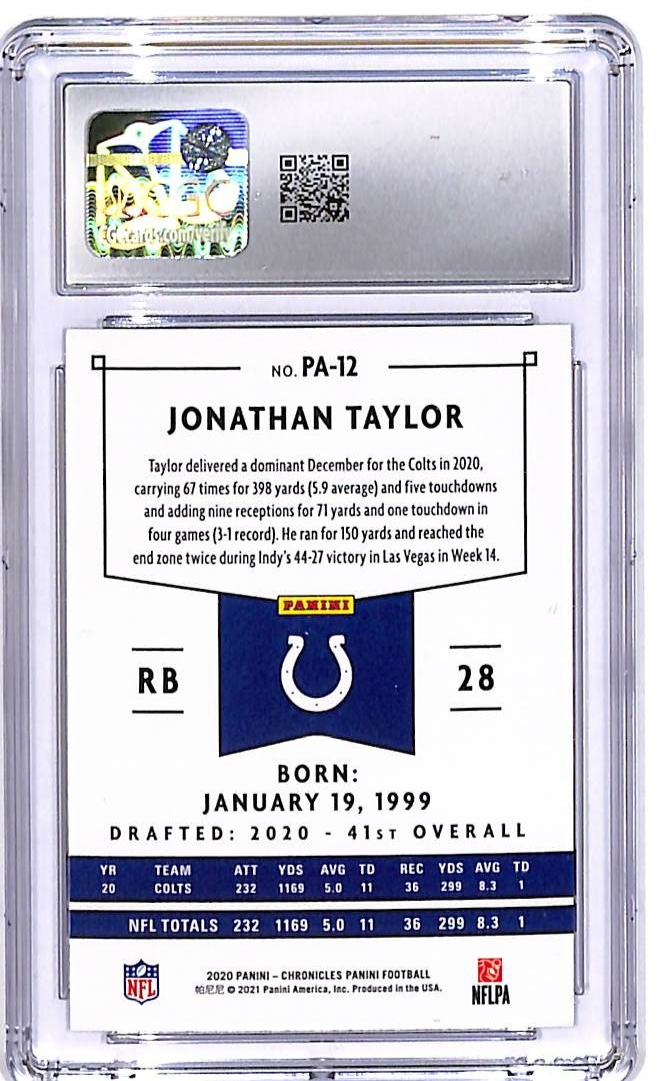 2020 Chronicles Jonathan Taylor Panini Rookie RC PA12 CGC 9.5 Colts
