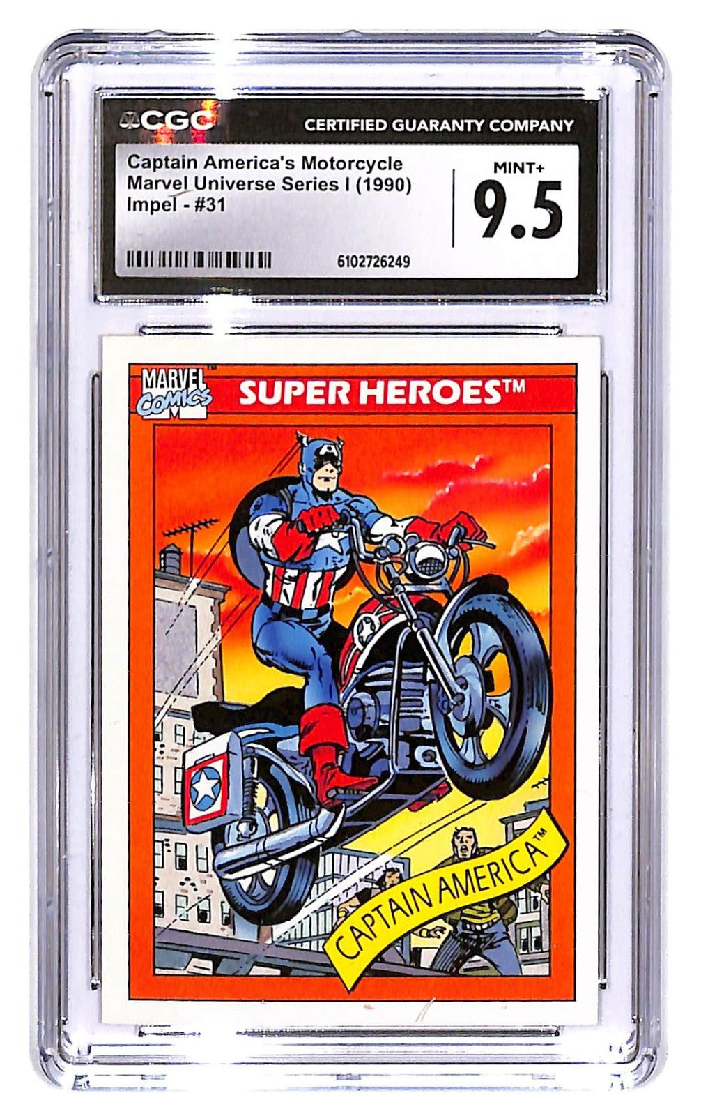 1990 Captain America's Motorcycle Marvel Universe Series One Impel #31 CGC 9.5