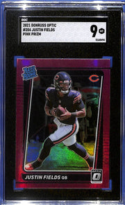 2021 Justin Fields Donruss Optic Rookie Rated Pink Prizm #204 SGC 9