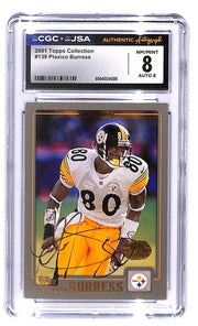 Signed 2001 Topps Collection #139 Plaxico Burress CGC 8/Auto 8 Steelers