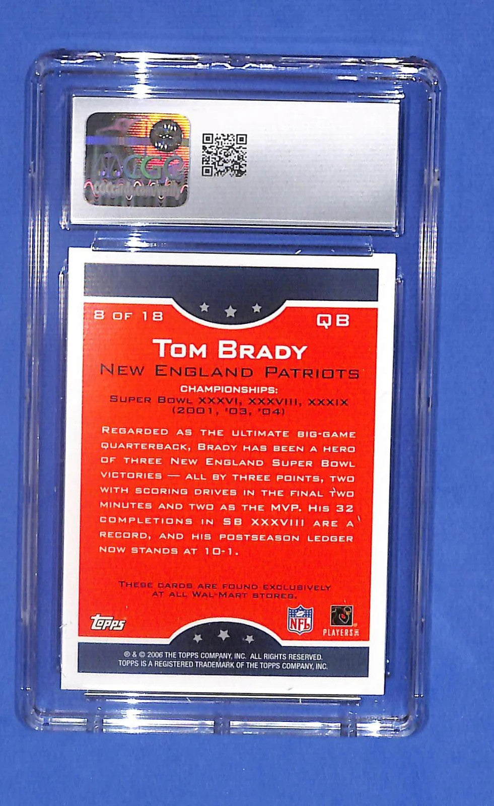 2006 Topps True Champions Tom Brady #8 New England Patriots CGC 10 Gem Mint