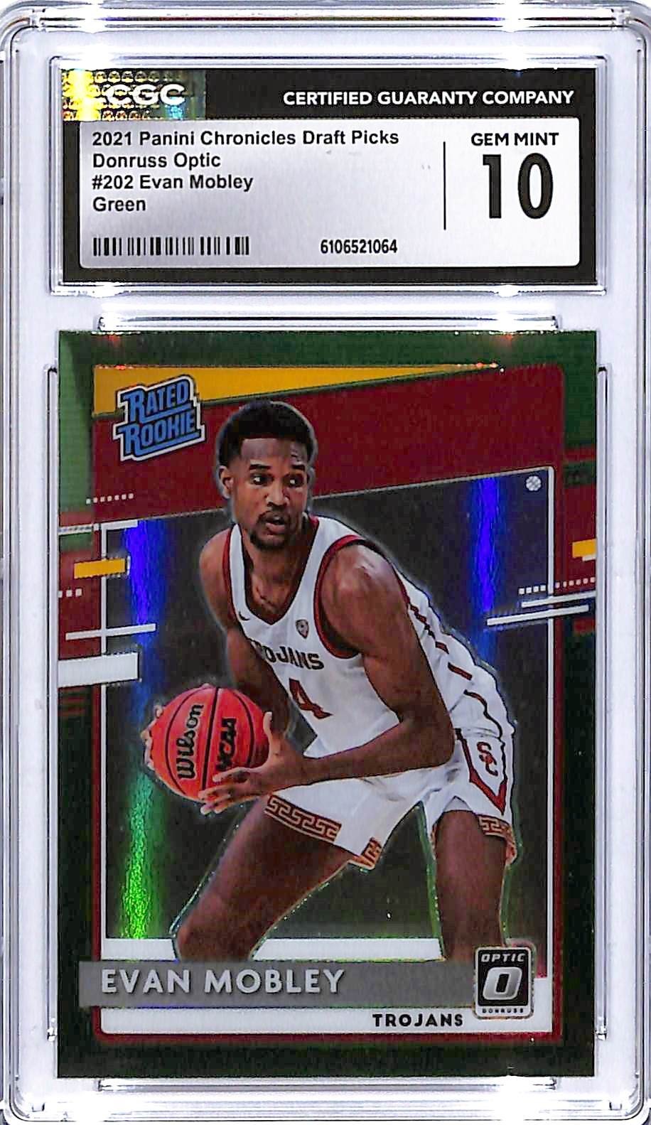 2021 Chronicles Draft Picks Evan Mobley Donruss Optic Rookie RC Green CGC 10 USC