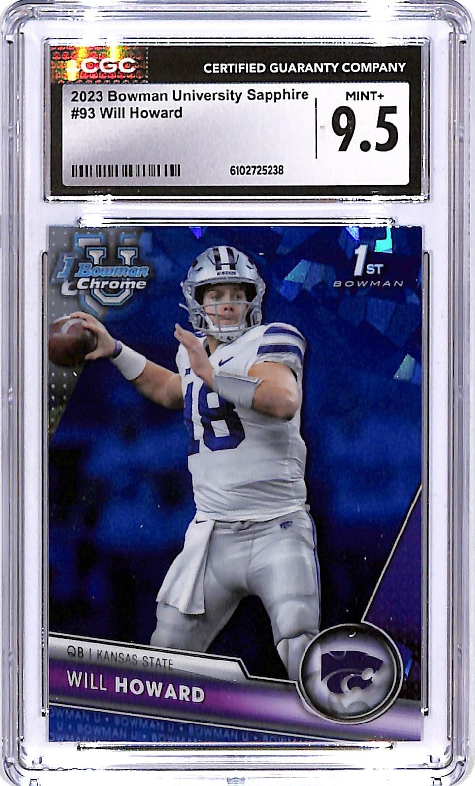 2023 Bowman Chrome University Sapphire Will Howard Rookie RC CGC 9.5 #93