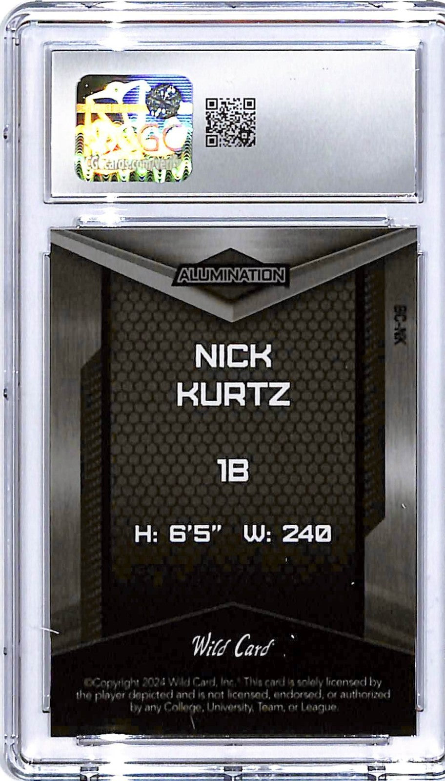2024 Wild Card Alumination Nick Kurtz Rookie RC Green Rainbow /25 CGC 10