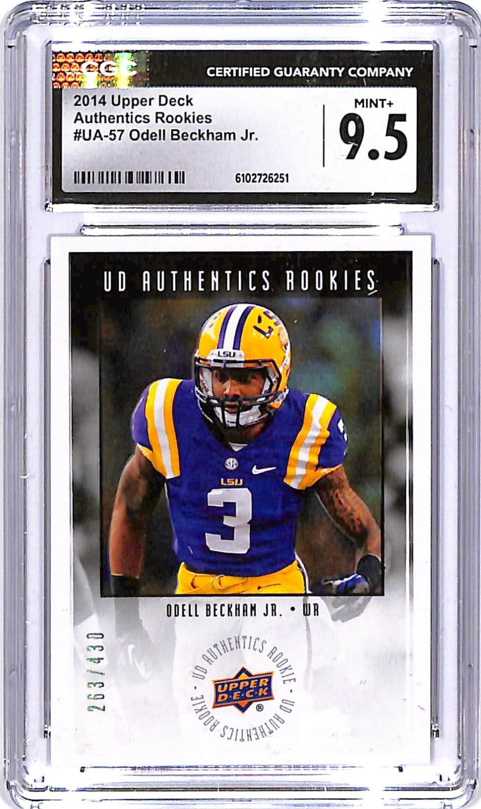 2014 Upper Deck Odell Backham Jr Authentics Rookies RC /430 #57 CGC 9.5 LSU