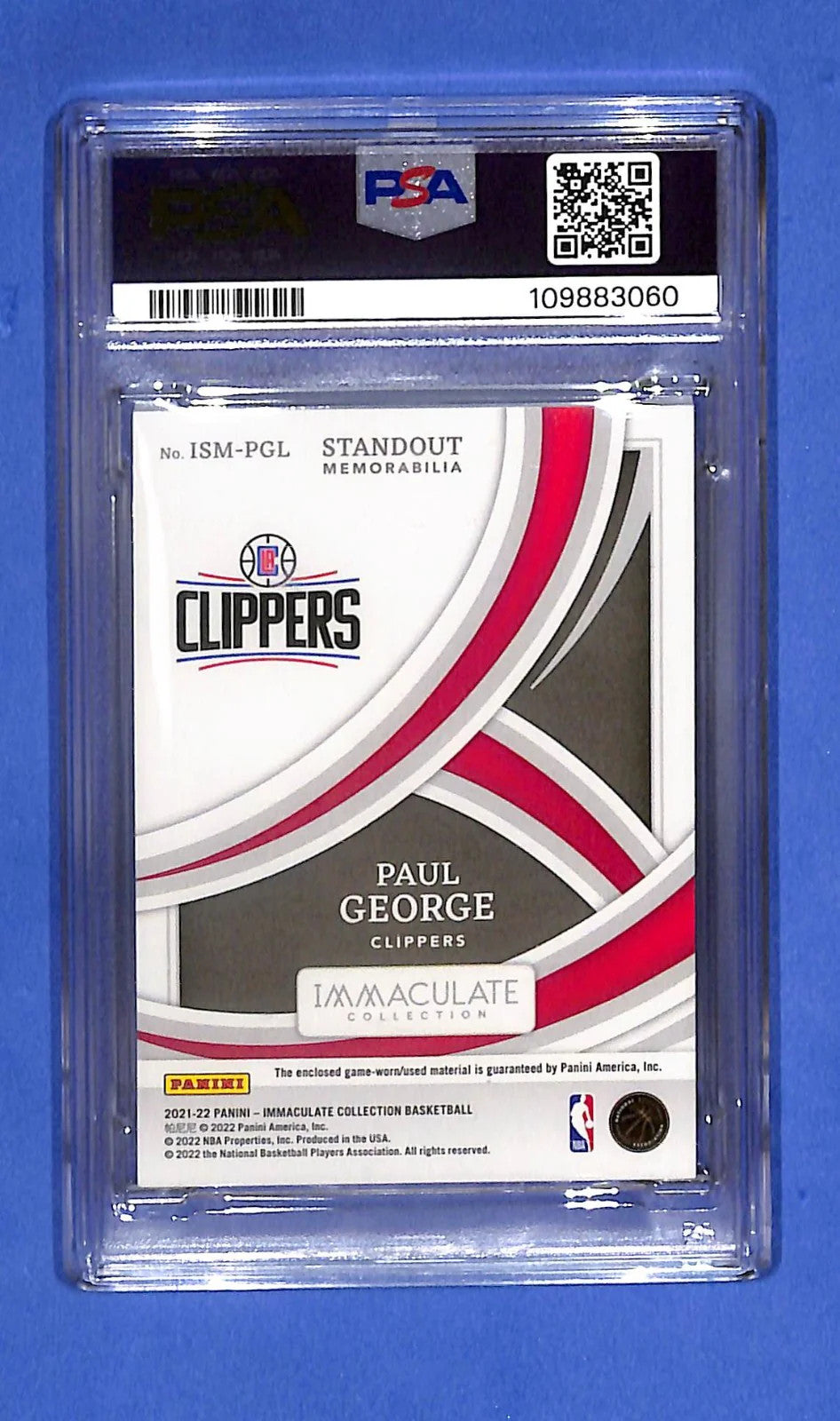 Signed 2021 Panini Immaculate Paul George Relic #/99 PSA/DNA Certified Auto 10