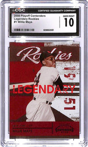 2008 Contenders Willie Mays Legendary Rookies #1 /1500 CGC 10 Giants