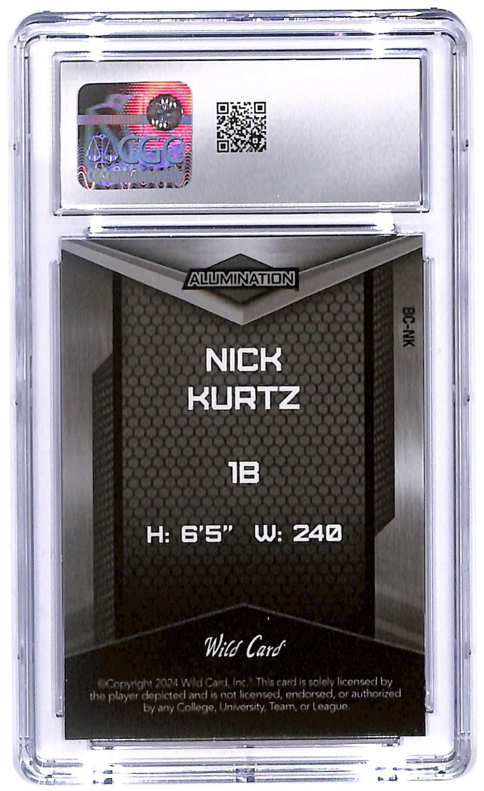 2024 Nick Kurtz Wild Card Just The Hits BC-NK Purple Cross Hatch  #1/5 CGC 10