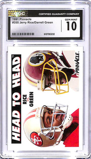 1991 Pinnacle Jerry Rice Darrell Green #355 Head To Head CGC 10