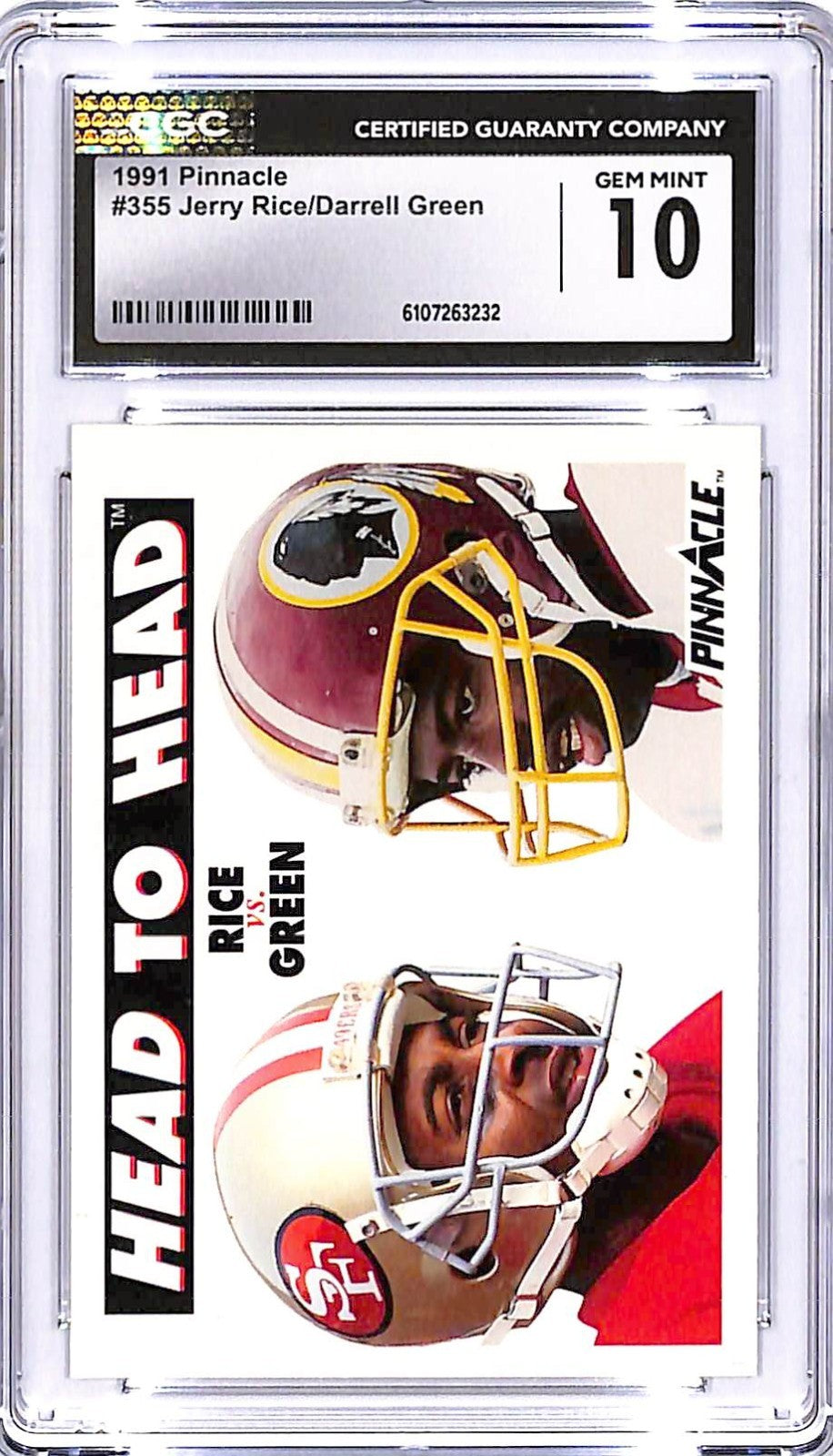 1991 Pinnacle Jerry Rice Darrell Green #355 Head To Head CGC 10