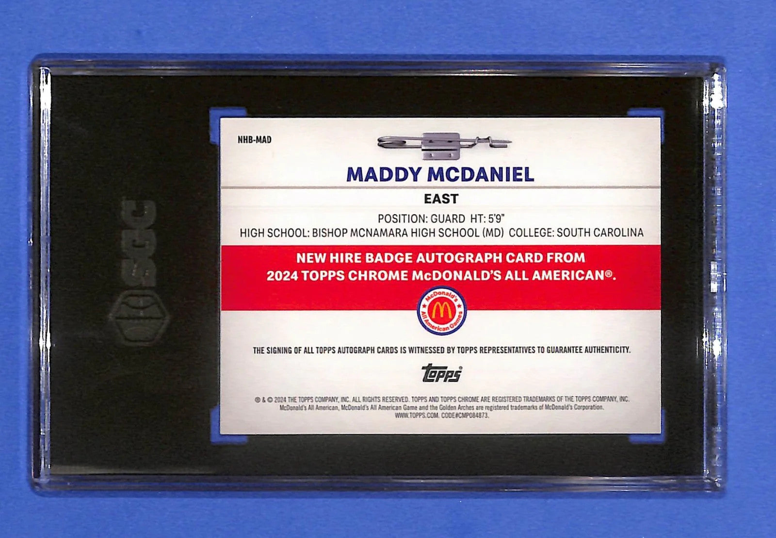 2024 Topps Chrome Mcdonalds All American New Hire Autograph Maddy McDaniel SGC10