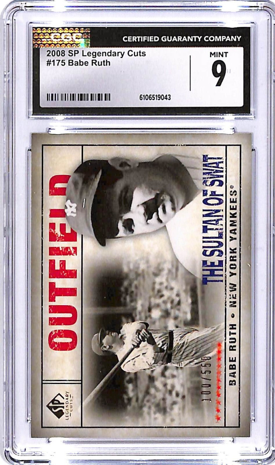 2008 SP Legendary Cuts Babe Ruth /550 #175 CGC 9 Yankees