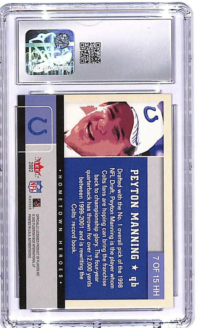 2002 Fleer Authentic Peyton Manning Hometown Heroes 7HH CGC 9.5 Colts