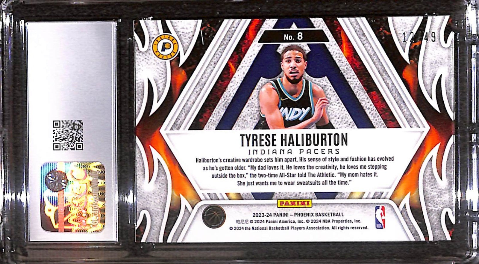 2023-24 Panini Phoenix - Fire Forged Tyrese Haliburton #8 Orange #12/49 CGC 10