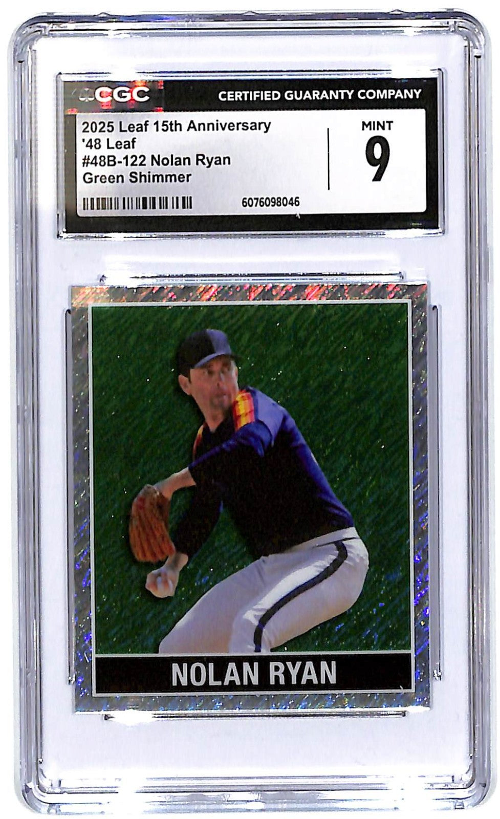2025 Nolan Ryan Leaf 15th anniversary '48 Green Shimmer - 48B-122 #2/6 CGC 9