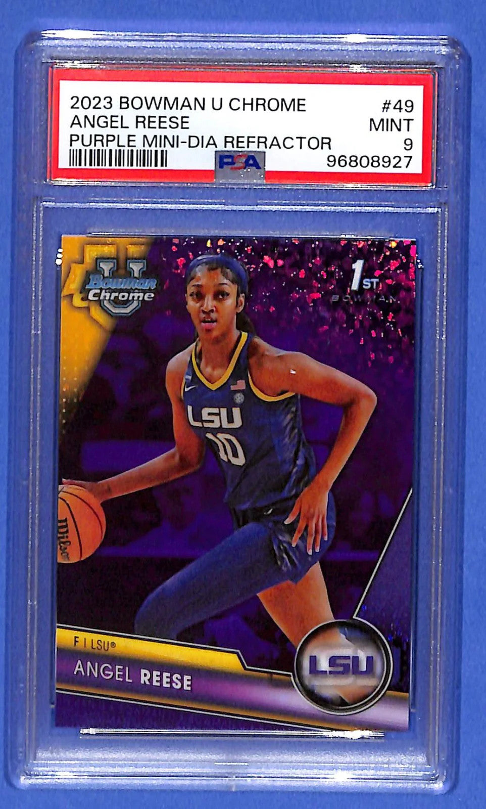2023-24 Bowman University Chrome Angel Reese Purple Refractor (RC) #/399 PSA 9