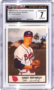 Signed 1988 JALFCO '54 Milwaukee Braves Reprints #3 Chet Nichols CGC 7/9 Auto