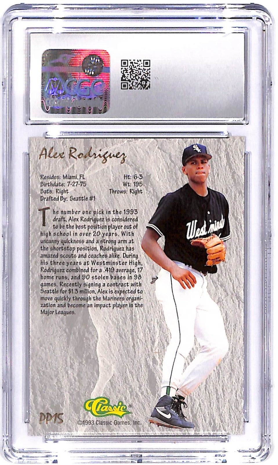 1993 Alex Rodriguez Classic Four Sport Power Pick (RC) #PP15 CGC Mint 10