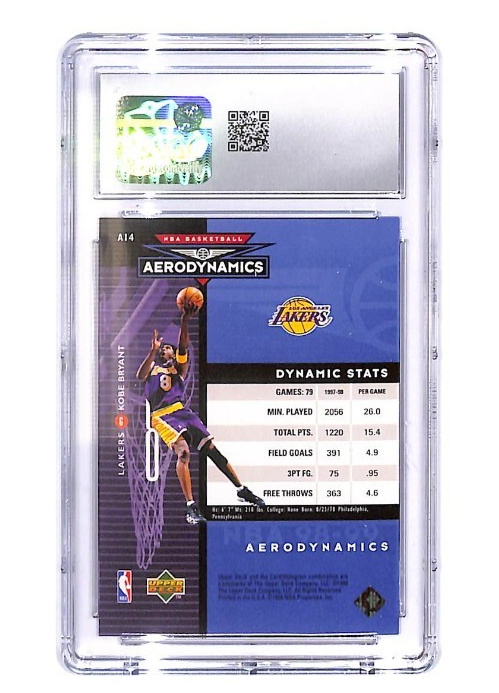 1998-99 Upper Deck Aerodynamics Kobe Bryant #A14 CGC 10 Gem Mint - LA Lakers