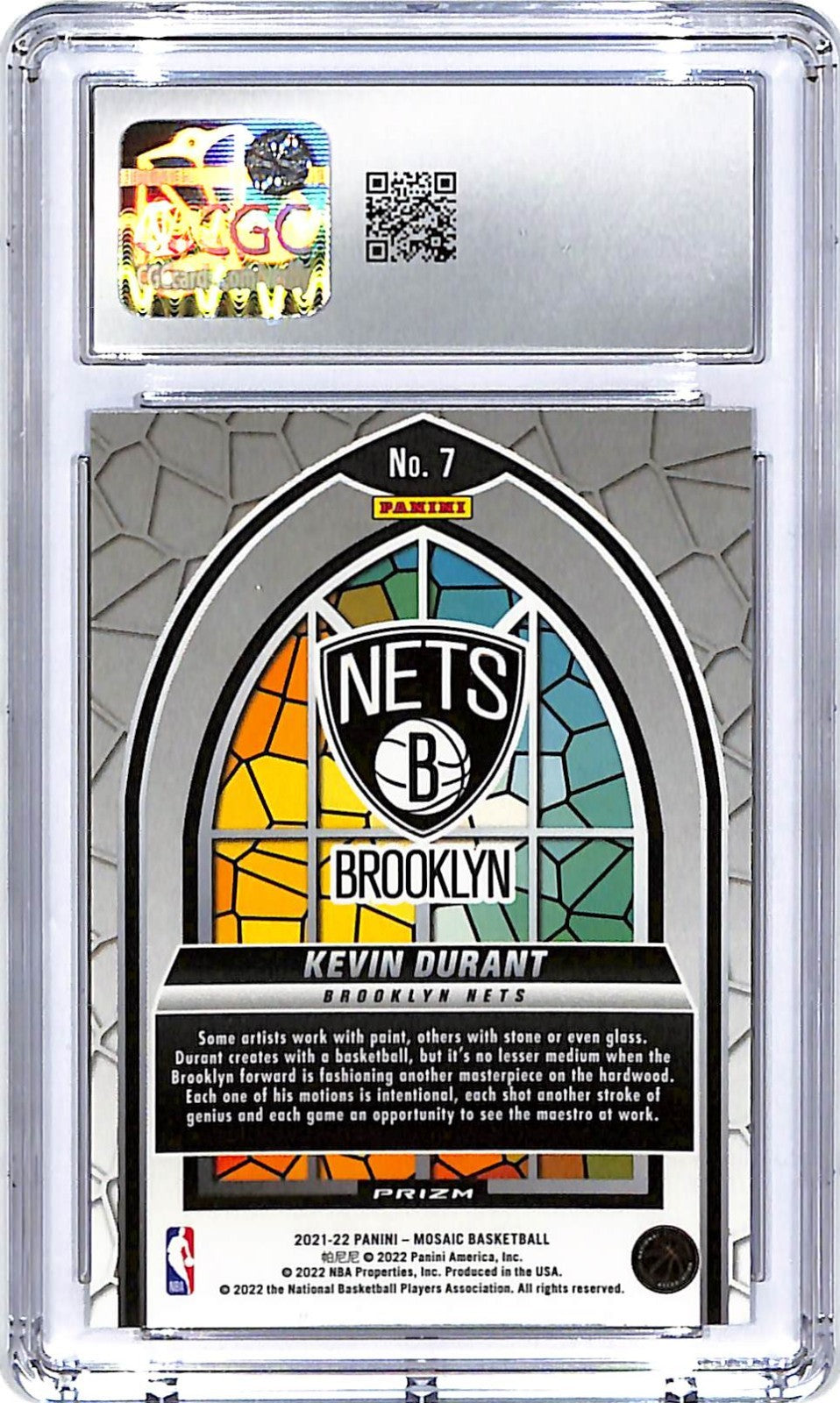 2021-22 Mosaic Kevin Durant Stained Glass #7 CGC 10 Nets