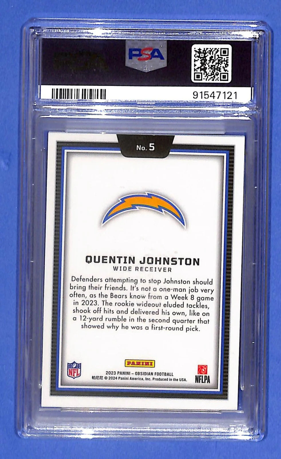 2023 Panini Obsidian - Black Color Blast Quentin Johnston #5 (RC) PSA 10 GM