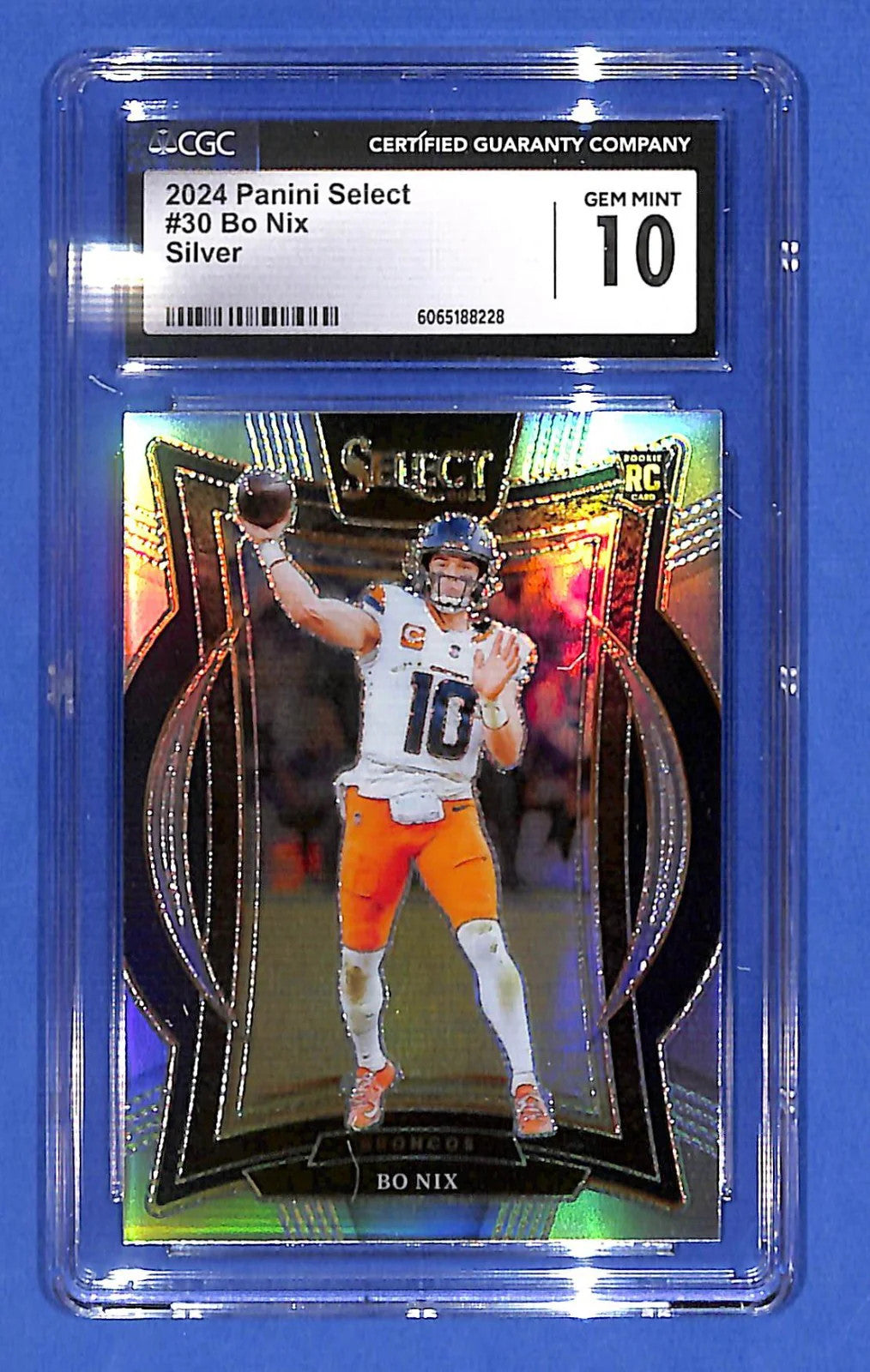 2024 Panini Select - Concourse Bo Nix #30 Silver Prizm (RC) CGC 10 GM Broncos