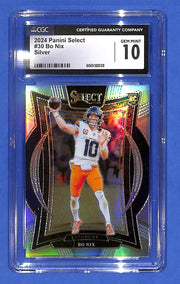 2024 Panini Select - Concourse Bo Nix #30 Silver Prizm (RC) CGC 10 GM Broncos