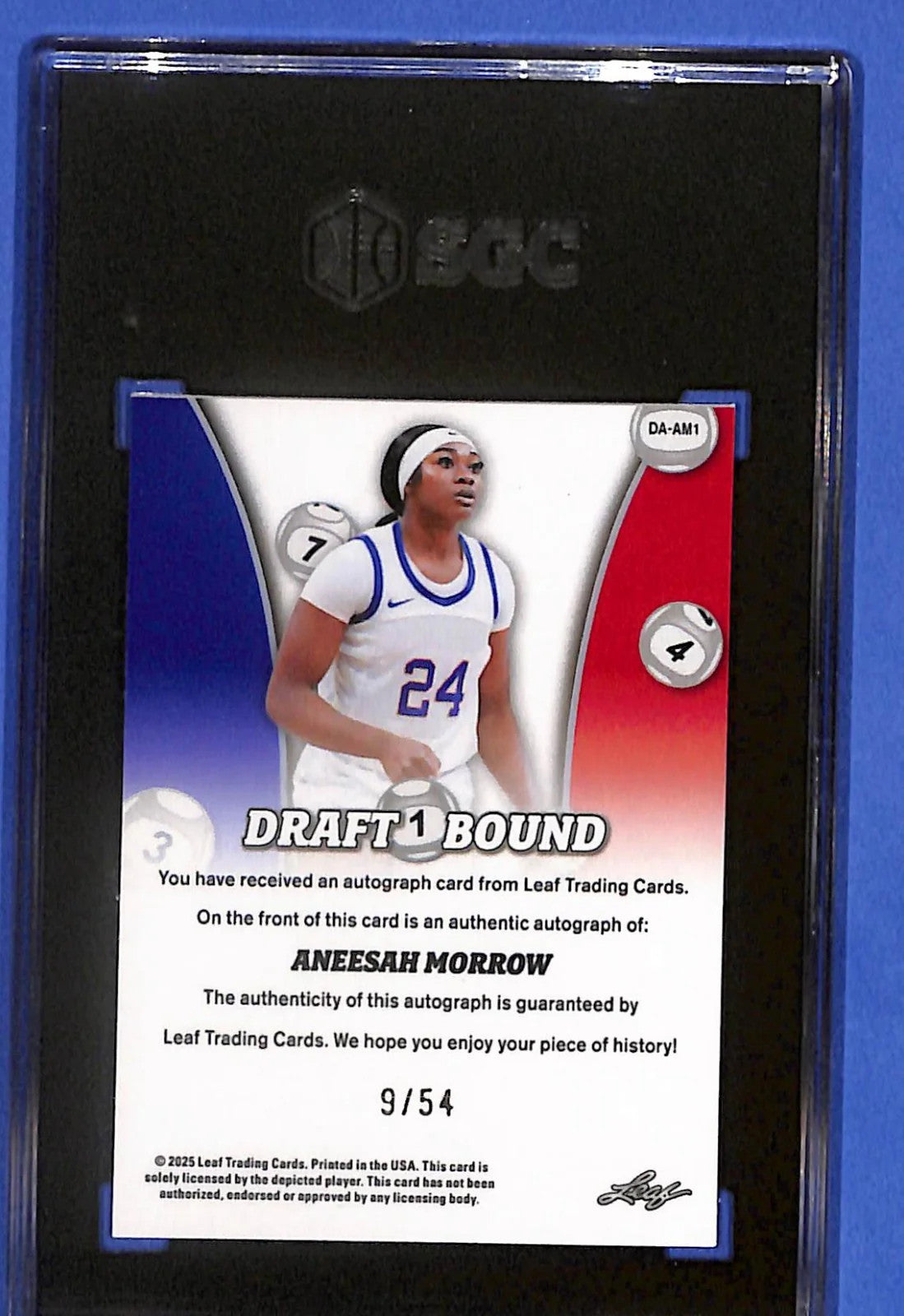 2025 Leaf Metal Web Excl Aneesah Morrow Rookie Auto Draft Bound #9/54 SGC 10