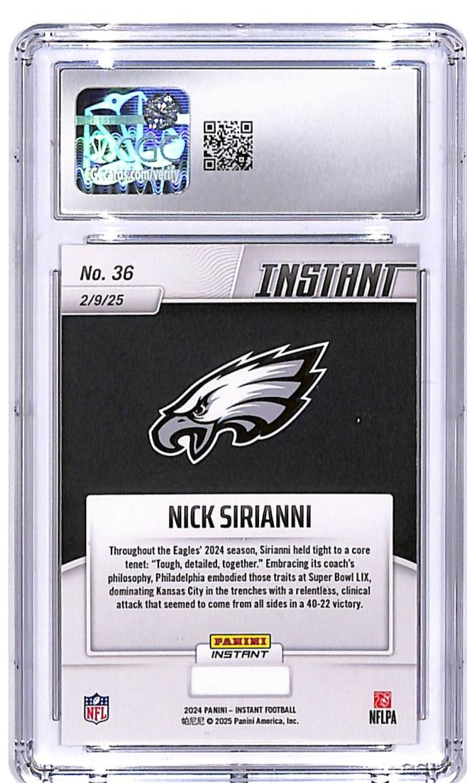 2024 Panini Instant Philadelphia Eagles Super Bowl ChampionsNick Sirianni CGC 10