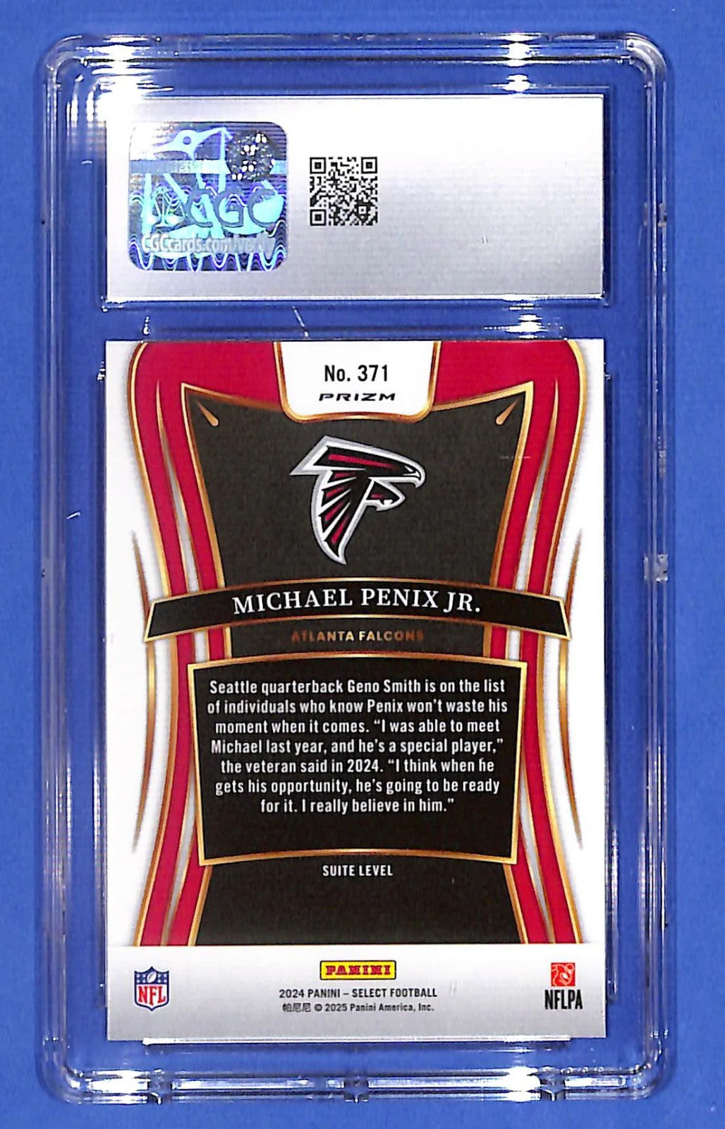 2024 Panini Select Suite Level Michael Penix Jr. #371 Silver Prizm (RC) CGC 10