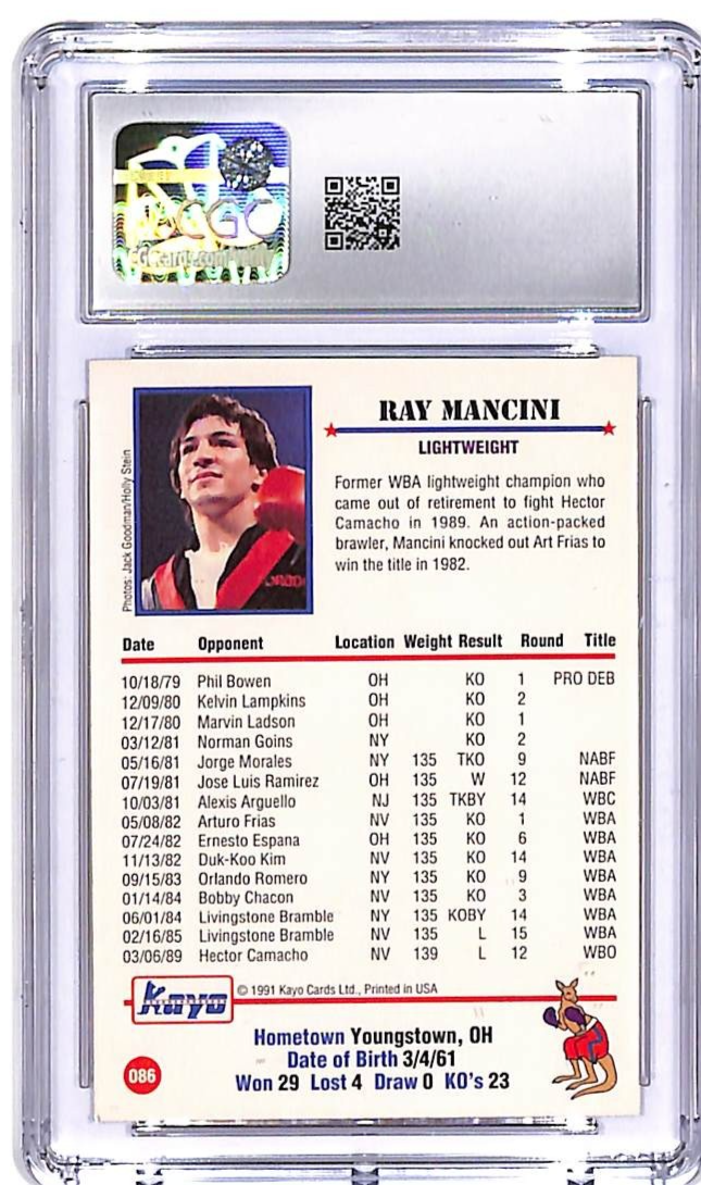 1991 Kayo Ray Mancini Rookie RC #86 CGC 9
