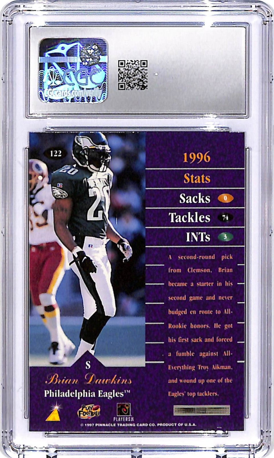 1997 Zenith Brian Dawkins Rookie RC #122 CGC 10 Eagles