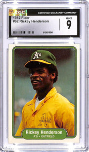 1982 Fleer Rickey Henderson #92 CGC 9 Athletics