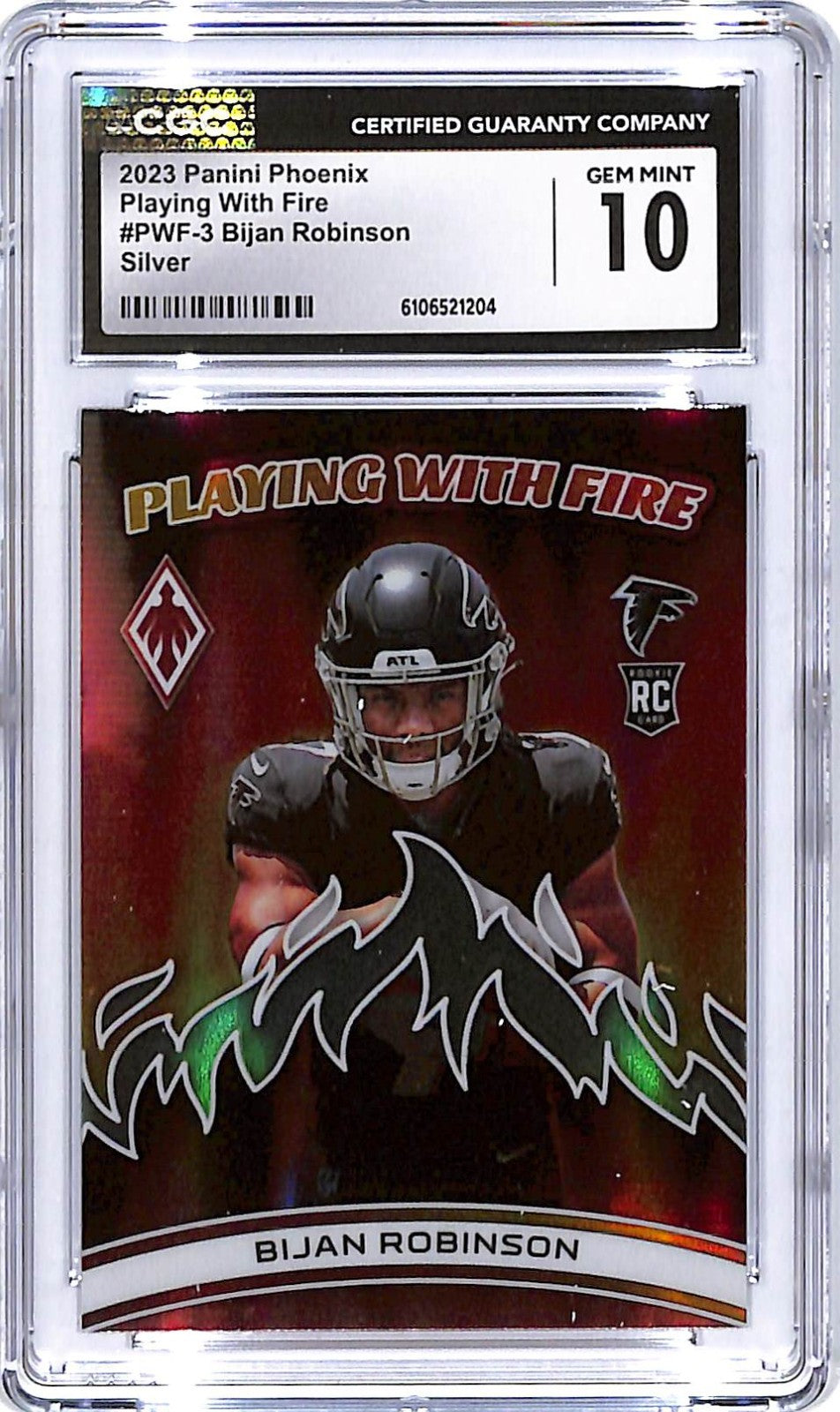 2023 Phoenix Bijan Robinson Playing With Fire Silver Rookie RC CGC 10 Falcons