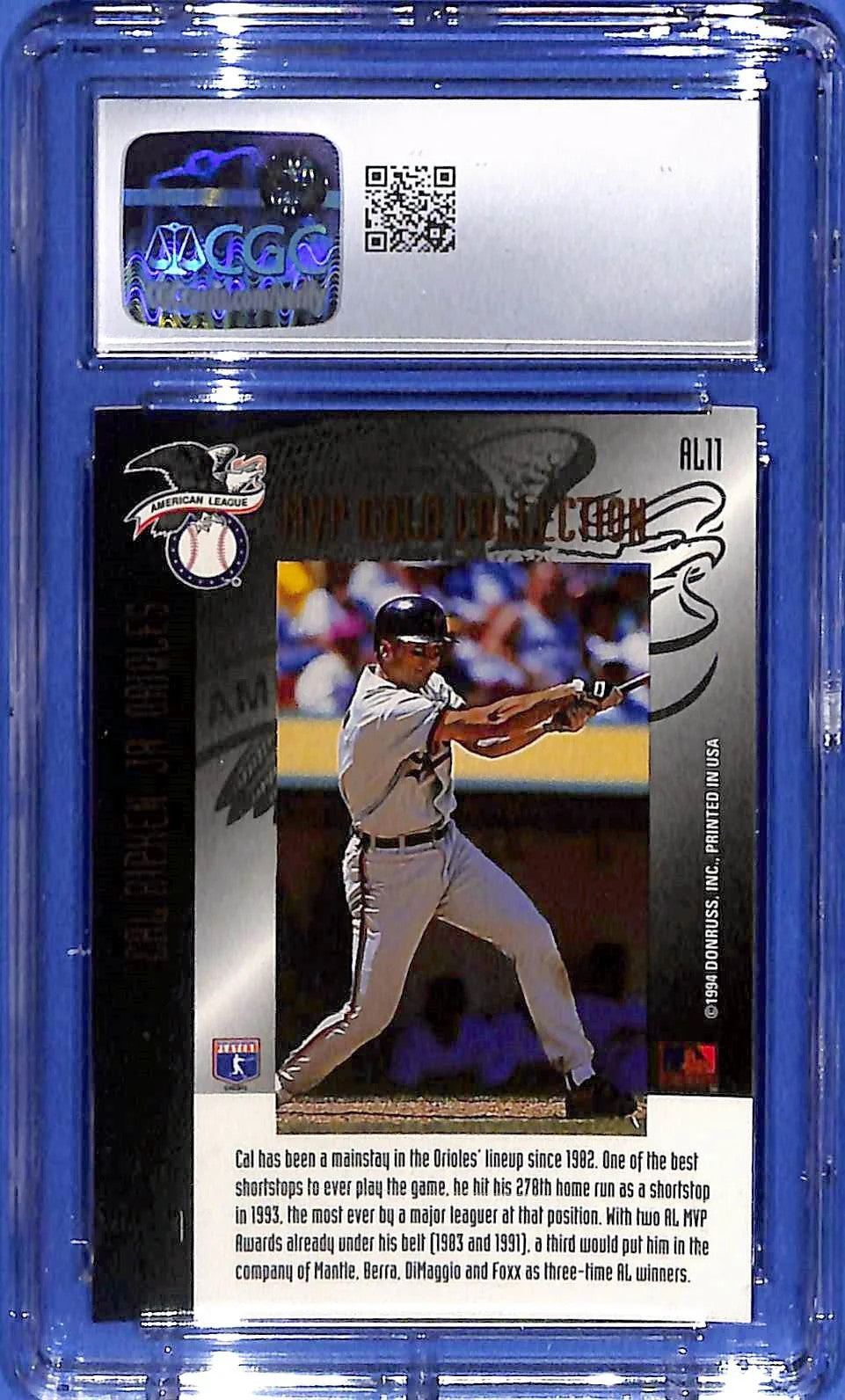 1994 Leaf - Mvp Contender Cal Ripken Jr. #AL11 Gold Collection CGC 10 Gem Mint