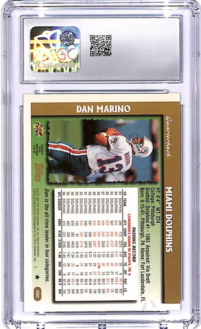 1997 Topps Dan Marino #350 CGC 9.5 Dolphins