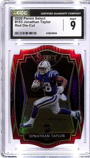 2020 Select Jonathan Taylor Rookie RC Red Die Cut CGC 9 #153 Colts