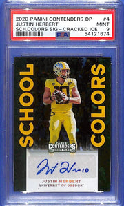 2020 Justin Herbert Panini Contenders DP #4 SC Auto Cracked Ice # 8/23 PSA 9