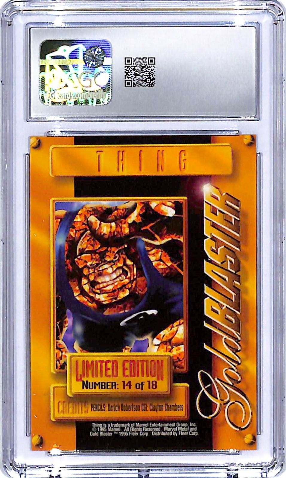 1995 Fleer Marvel Metal Thing Gold Blasters #14 CGC 9.5