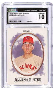 2017 Topps Allen and Ginter Johnny Bench #293 CGC 10 Reds