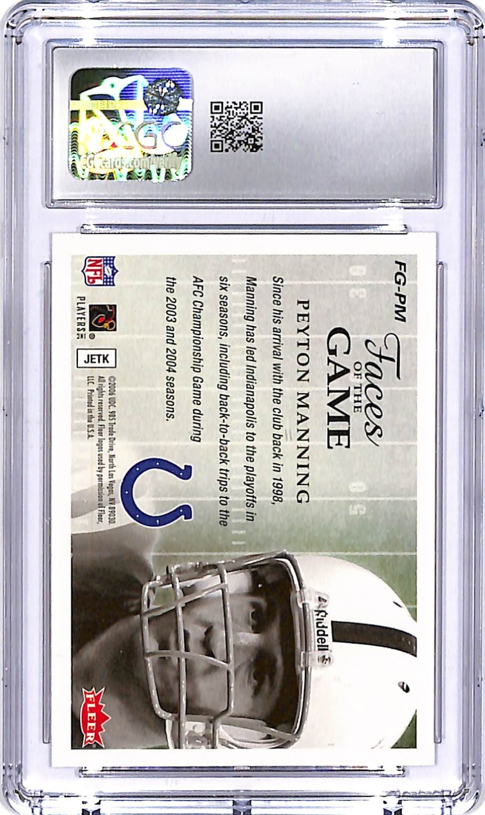 2006 Fleer Faces of the Game Peyton Manning FG-PM CGC 10 Colts